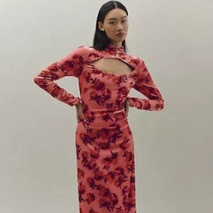 Floral Cutout Pink Dress